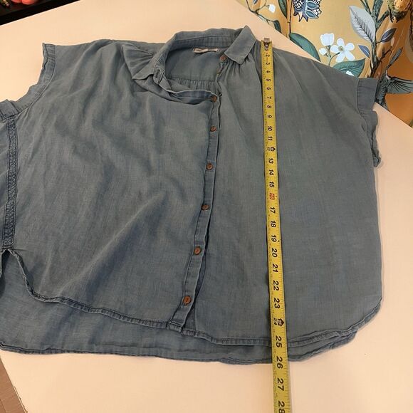 Madewell Central Shirt Bright Indigo Chambray Oversized Button Front Sz L - Picture 6 of 6